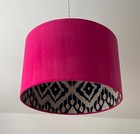 Hot Pink Velvet Ink Blue Moroccan Aztec Drum Lampshade