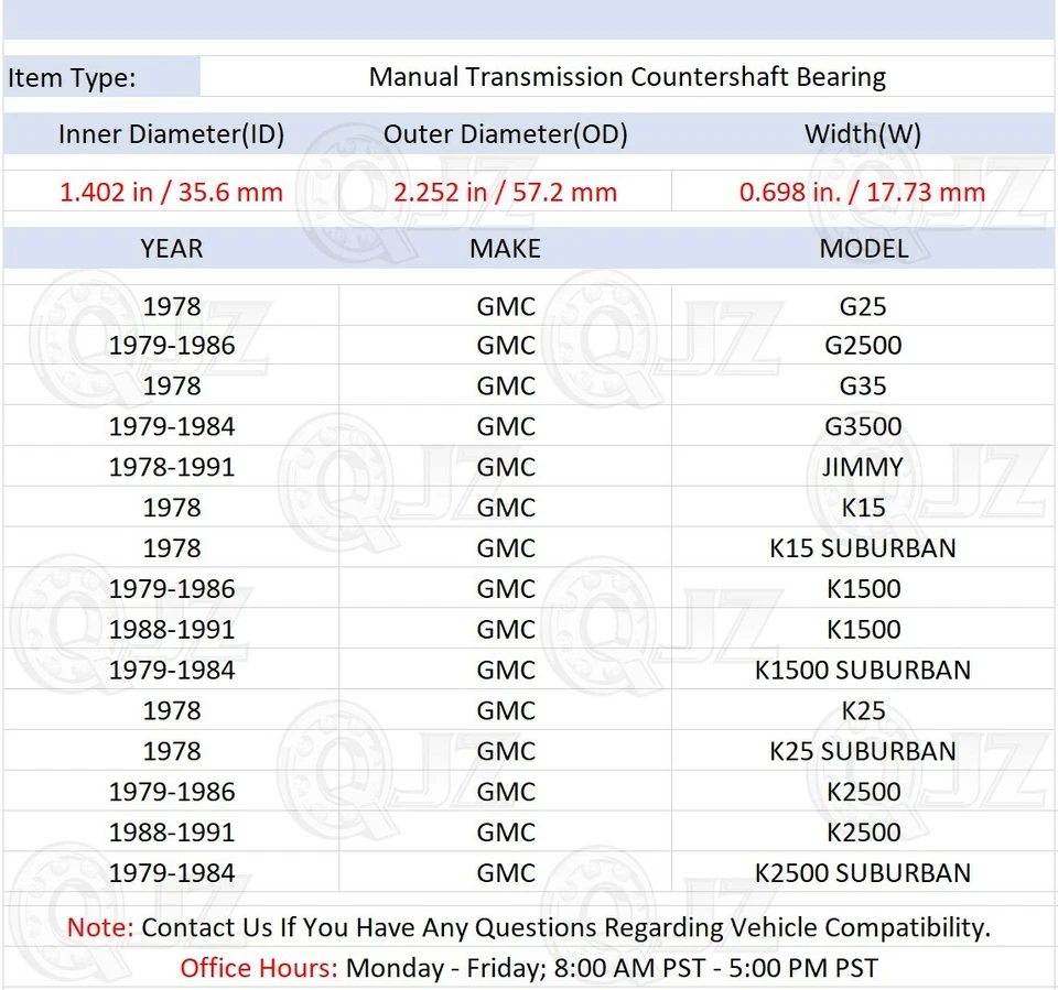 [FRONT(Qty.1)] New Manual Transmission Countershaft Bearing For 1978 GMC G25 - Image 2 of 4