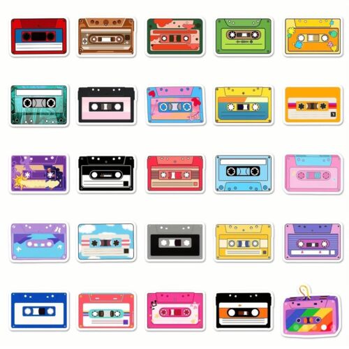 80er Jahre Stil Mini Kassette Band Wasserdicht Aufkleber 10er Set Vintage Retro Musik* - Bild 5 von 5