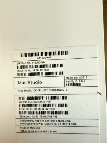 Apple Mac Studio 3.2GHz M1 Max 10 Core 64GB 2TB SSD 24 Core GPU - Picture 4 of 4