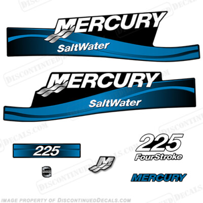 Fits Mercury 225hp Four Stroke Saltwater Series Decals - (Blue)