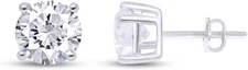 Lab Grown Diamond Solitaire Stud Earrings In 10K Solid White Gold