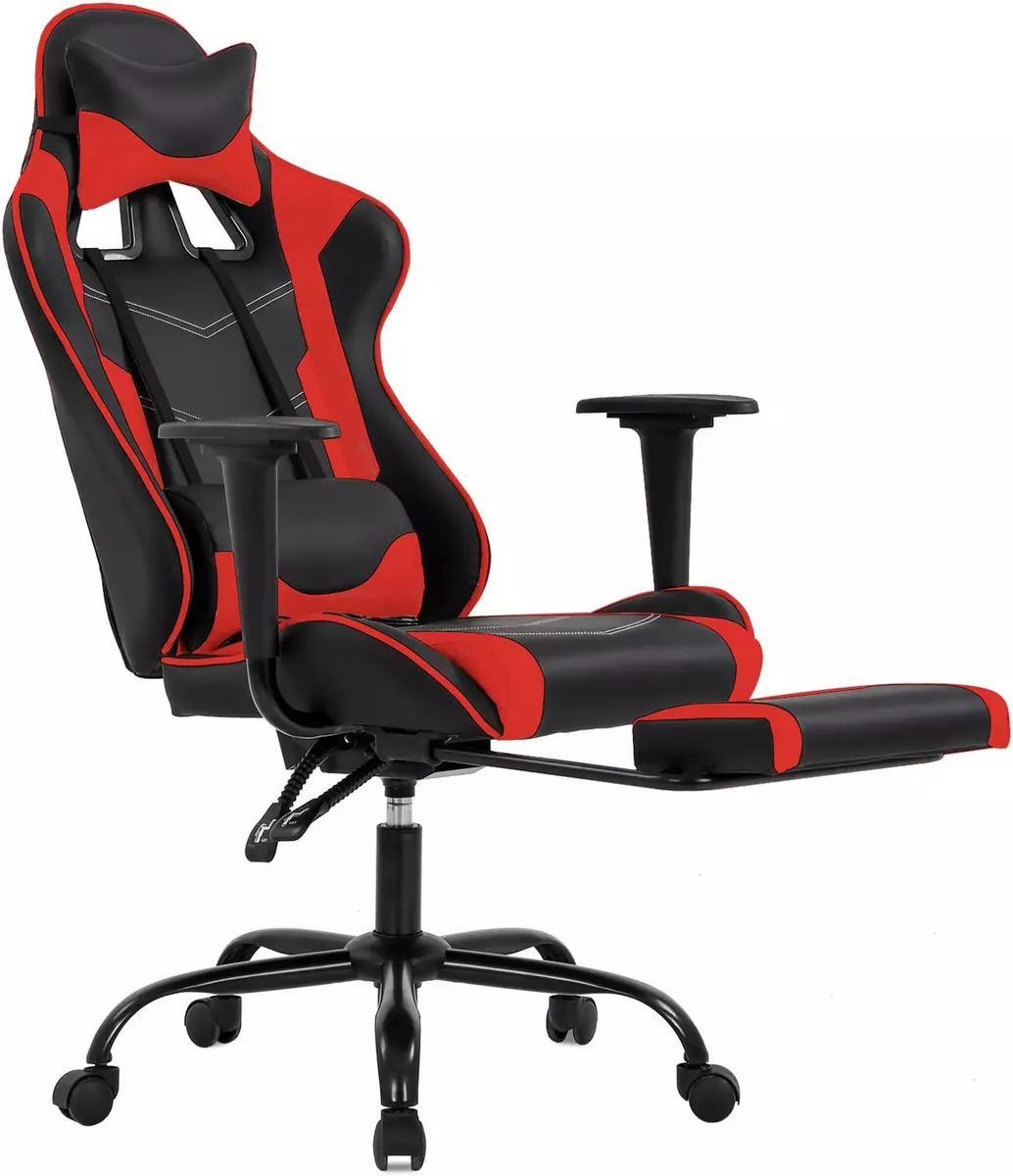 Gaming Chair Office Chair Ergonomic Desk Chair with Footrest Arms Lumbar  Support