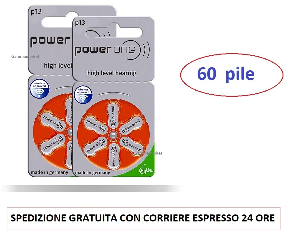 POWER-ONE OFFERTA 60 batterie pile POWERONE 13 PR48 apparecchi acustici