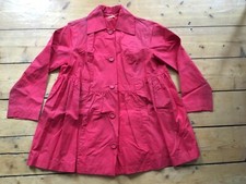 Peter Jensen Coat Mac Red Waxed Cotton Babydoll Sz Small Uk 10