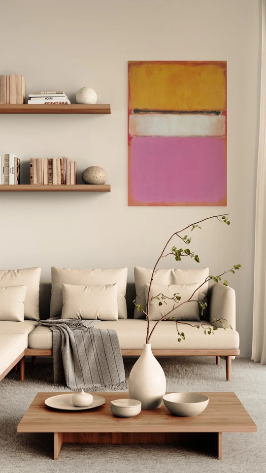 Reproducción Rothko Centro Blanco sobre lienzo elástico 23,6"x36,4", impresión 3D premium Foto 3 de 4