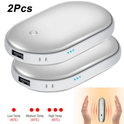 2 Pack Rechargeable Hand Warmers USB Power Bank Electric Pocket Heater  Warmer | eBay