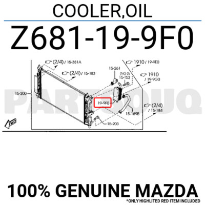 Z681199F0 Genuine Mazda COOLER,OIL Z681-19-9F0 | eBay