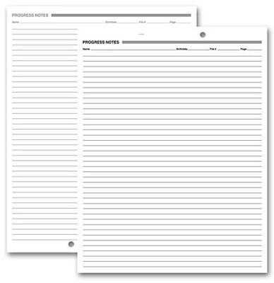 250 Progress Notes, 2-Hole Punch, White Ledger / 8.5 x 11  / Nebs Deluxe #24066