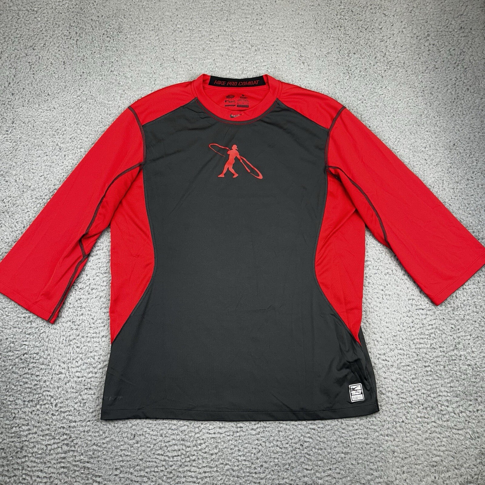 Nike Pro Combat Shirt Men’s XL Gray/Red Swingman Baseball Ken Griffey Jr Raglan