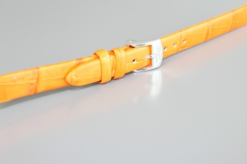 Bracelet De Montre Cuir Crocodile Brillant 16mm - Couleur Orange-brun - Neuf Avec étiquettes