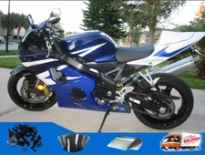 GLD Blue White Plastics Fairings Kit Fit for  GSXR 600 750 2004-2005 J096