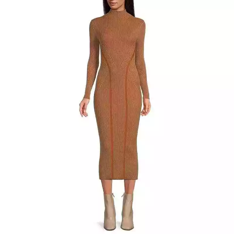 French Connection Simona Ribbed Mock Neck Long Sleeve Sweater