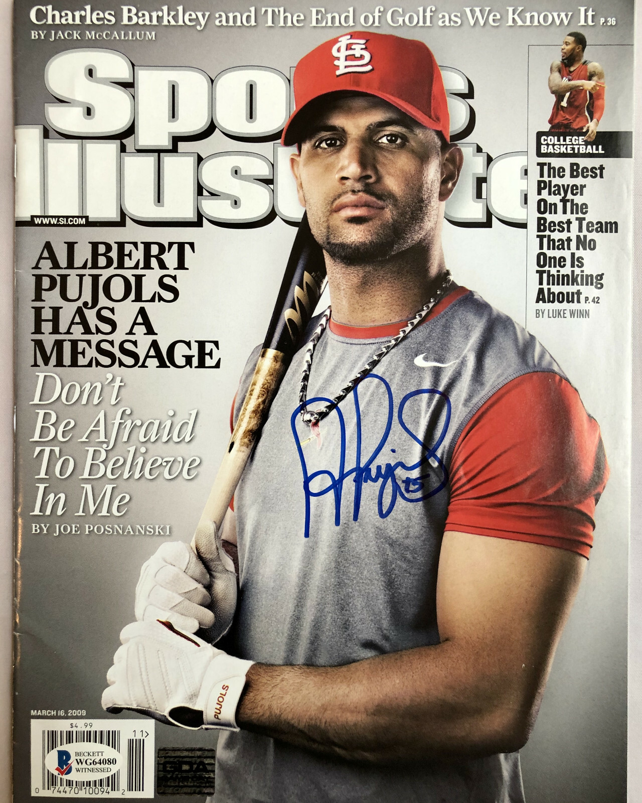 Albert Pujols Autographed Signed Sports Illustrated Magazine (March 16, 2009) 