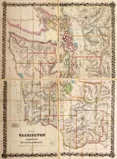 18" x 24" 1870 Map Of The Washington Territory West Of Cascade Mountains