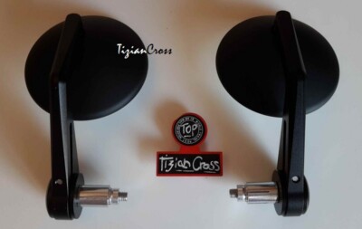 Specchietti Retrovisori Per Ducati Scrambler 800 (2015-2018) E Scrambler 1200 - Bar End, Vetro Blu Antiriflesso, Regolabili 360°, Neri