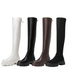 Women's Ladies Over The Knee Boots Platform PU Thigh High Boots