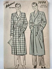 Vtg 1940s Men's Robe Pattern Advance 3080 Size Medium 38-40” Factory Folded