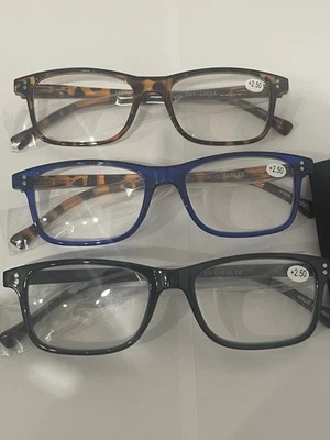 3 Pack - Women Square Reading Glasses Reader 2.5 Fashion UK