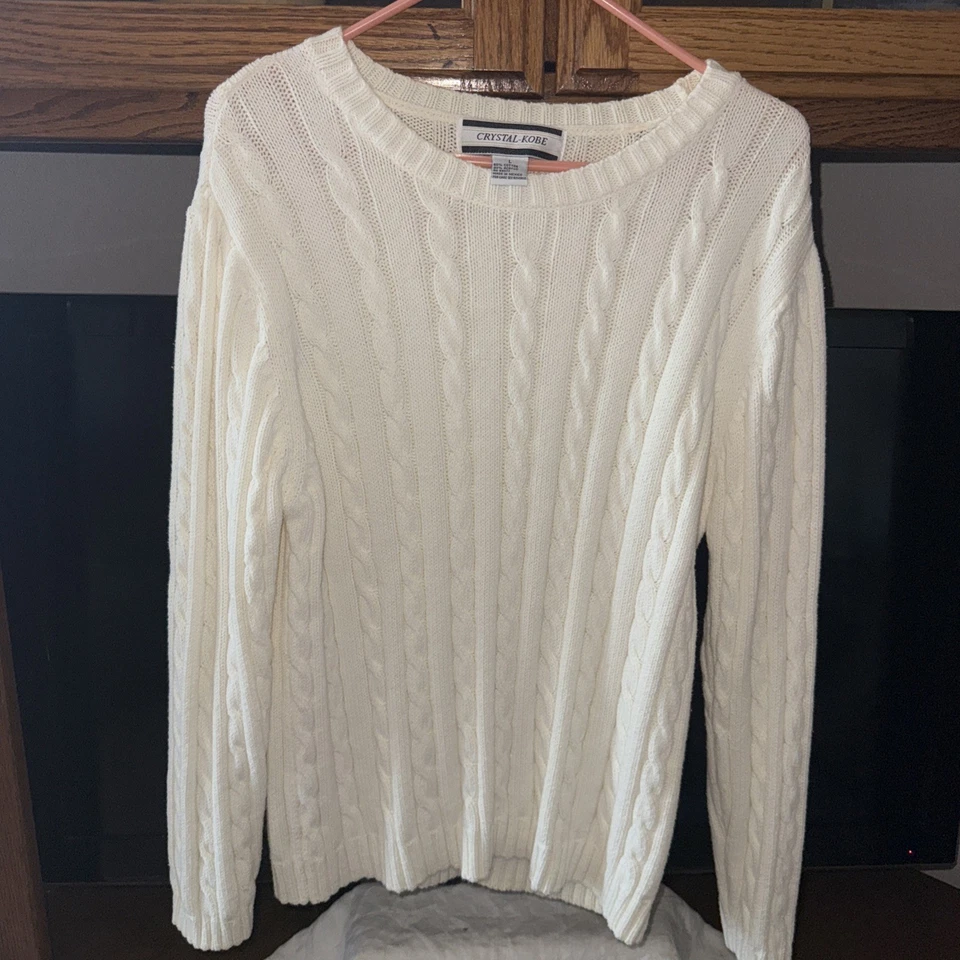 Suéter Boho Blanco Grande de Algodón Crystal-Kobe para Mujer Foto 3 de 4