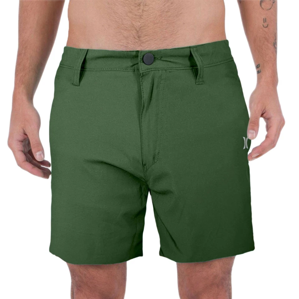 Hurley Shorts Hombre Secado Rápido Poliéster Regular Elástico Verano Playa Media - Imagen 4 de 4