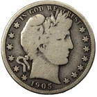 1905-P Liberty Barber Silver Half Dollar 50c Philadelphia Very Good VG+