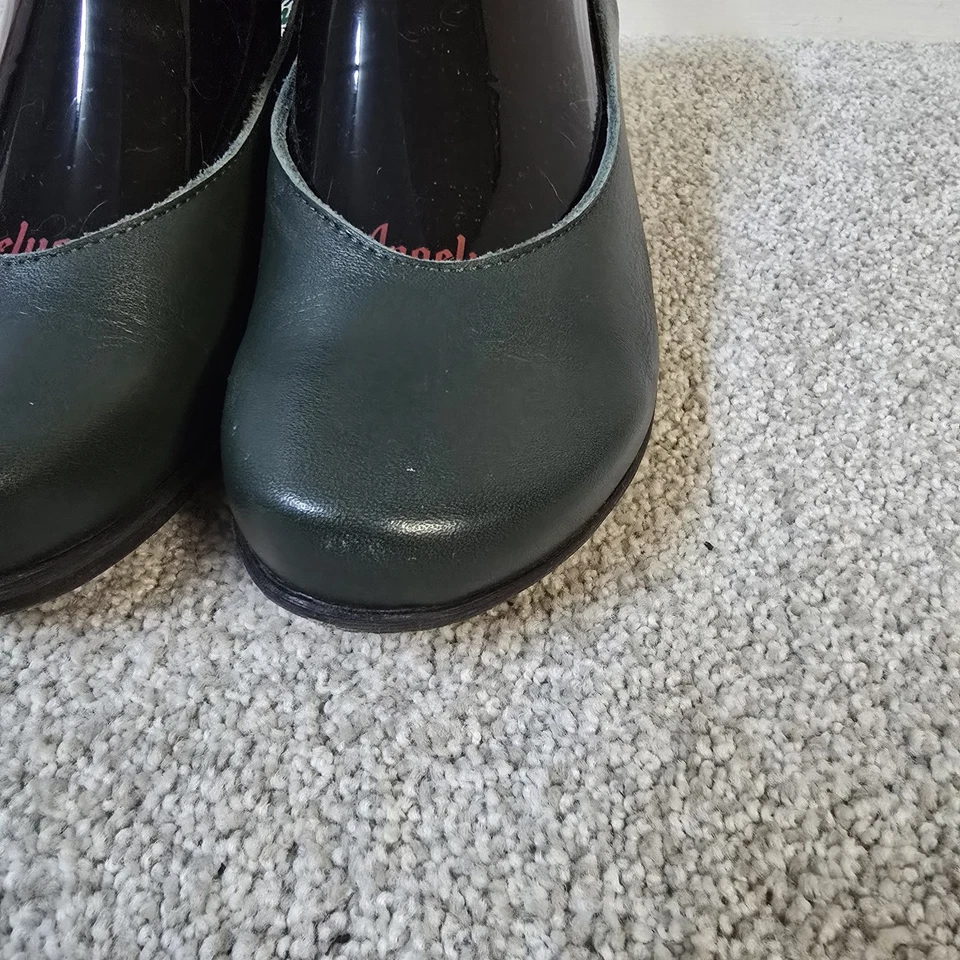 Zapatos Loints of Holland Cuero Verde Sydney Mary Jane 38 8 Correa al Tobillo Cuña Foto 4 de 4