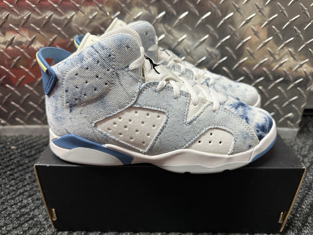 Jordan 6 Retro PS Washed Denim Sneaker DX6176-100 Size 3Y | eBay