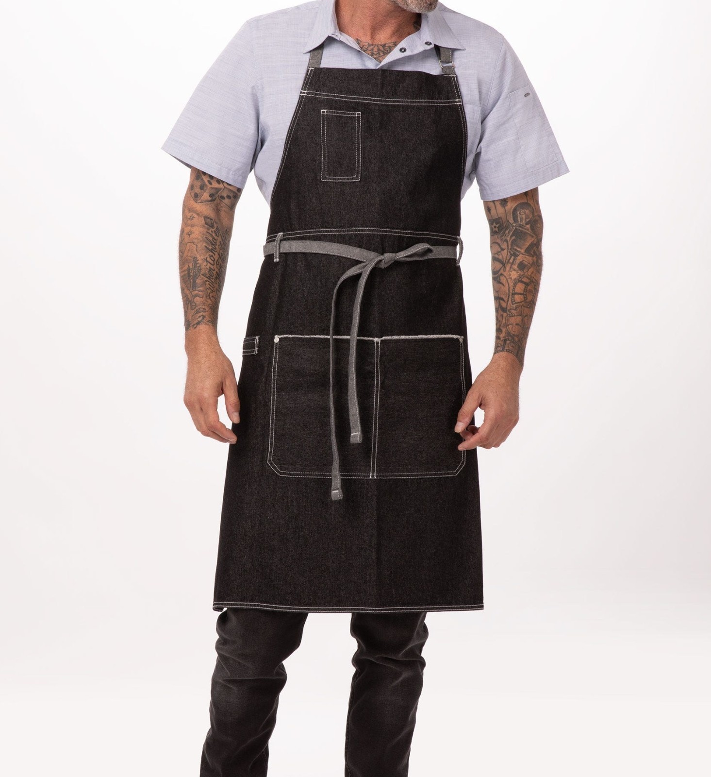 Chef Works Bronx Bib Apron AB014-BLK Tan Bucher Canvas Denim Style