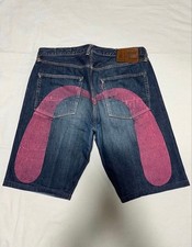 EVISU Pink Daikoku Big Seagull Shorts Half Pants Size 36 Waist 97cm