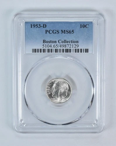 1953-D Roosevelt Dime Boston Collection MS65 PCGS Blue Label