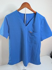 FIGS Technical Collection Scrub Top Women's L Large Blue V-Neck Medical Uniform