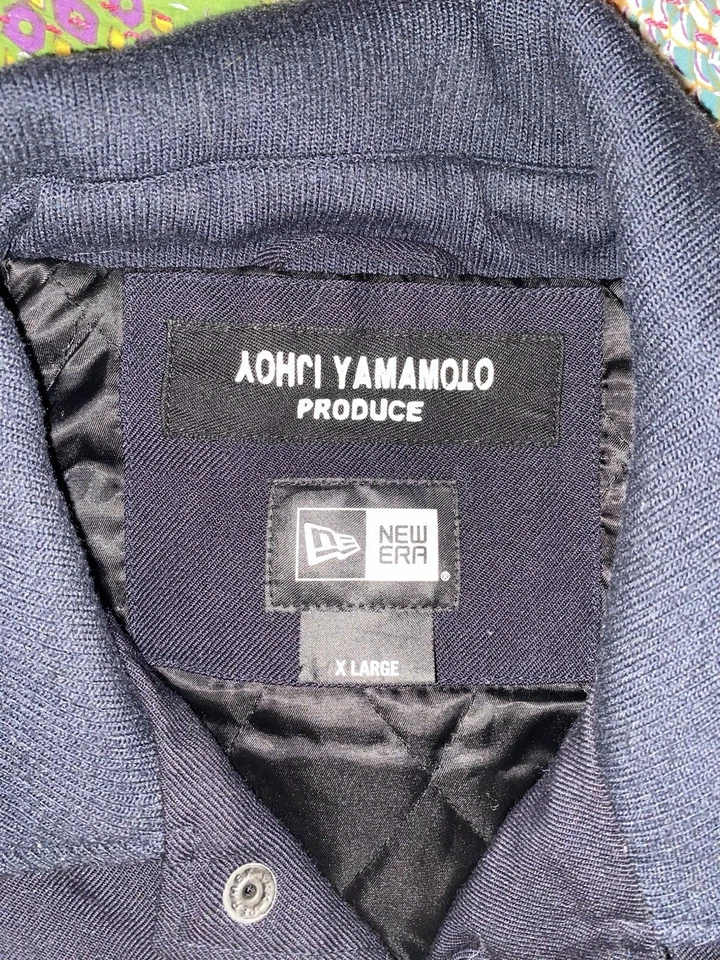 YOHJI YAMAMOTO×NEW ERA men's embroidered arm logo jacket size XL navy USED - Image 2 of 4