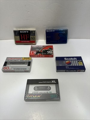 Mixed Brands 60/90 Minute Blank Normal Bias Cassette Tapes Sealed Lot of 6 Sony