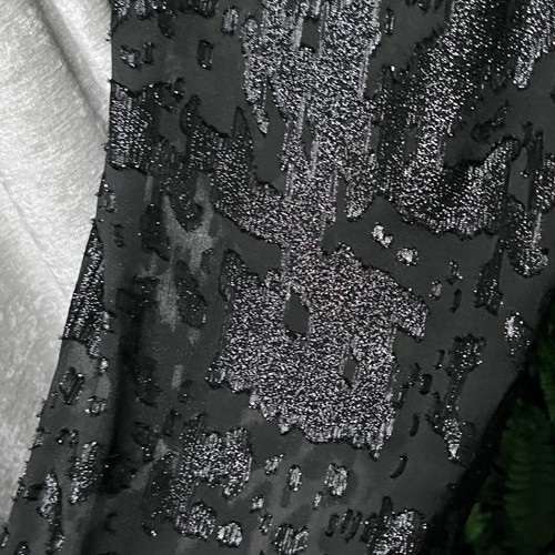 BCBGeneration Jumpsuit Size 2 Black Metallic Jacquard Wide Leg Sheer Legs 3594 - Picture 7 of 10