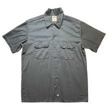 Dickies Shirt Mens Large Navy 1574 Short Sleeve Work Button Front Pockets Twill