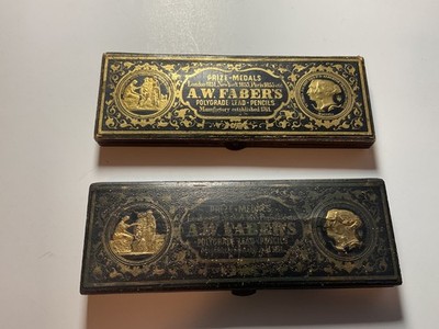 Vintage AW Faber Polygrade Pencil Boxes with Some Pencils
