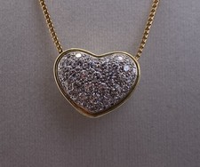 14K Gold Diamonds Double Sided Necklace, Made In Italy 17.63 Grams