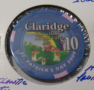 CLARIDGE HOTEL CASINO (2000) $10 casino gaming poker chip Atlantic City. NJ.