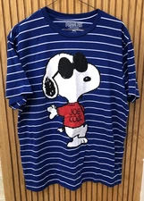 PEANUTS Snoopy JOE COOL Blue Striped T-Shirt by Peanuts Worldwide LLC Men's XL