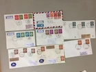 Eight '50 Israel fdc with COIN ON STAMP multiple stamps.Five are registered