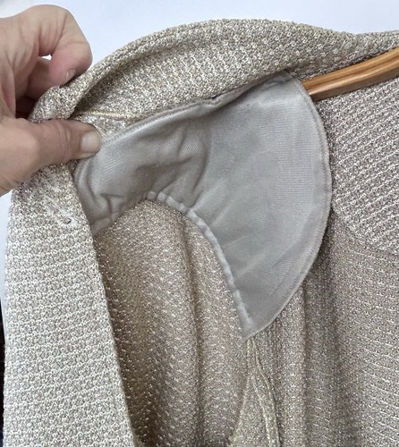 St John Evening Jacket Blazer 14 Beige Knit Beaded Full Zip Old Money Luxury - Picture 7 of 9