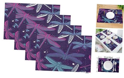 Dragonfly Placemats,Colorful Bright Dragonfly Pattern Place Mats Home