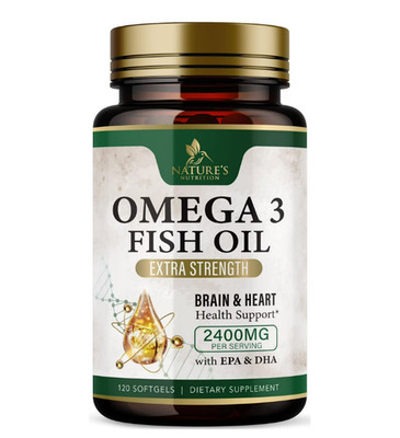 Omega 3 Fish Oil Supplements 2400 mg - Triple Strength Omega3 - EPA & DHA with E