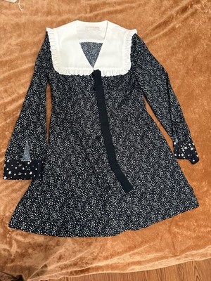 Aviva On Earth Dress Small Dot Dress Peter Pan Collar Star Long Sleeve 4 / 6