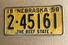 1958 Nebraska NE License Plate The Beef State 2 - 45161 — photo 1