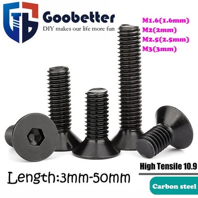 M1.6 M2 M2.5 M3 Hex Allen Hexagon Socket Flat Countersunk Head Screw Bolt 10.9