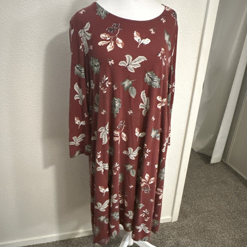LOFT Outlet Women’s Petite XLP Burgundy Floral Fit & Flare Midi Dress Long Slv
