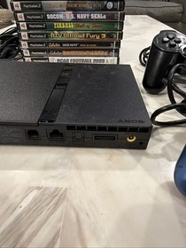 Sony PS2 Slim SCPH-70012 Console Bundle w/ 2 OEM Controllers, 7 Games & GTA