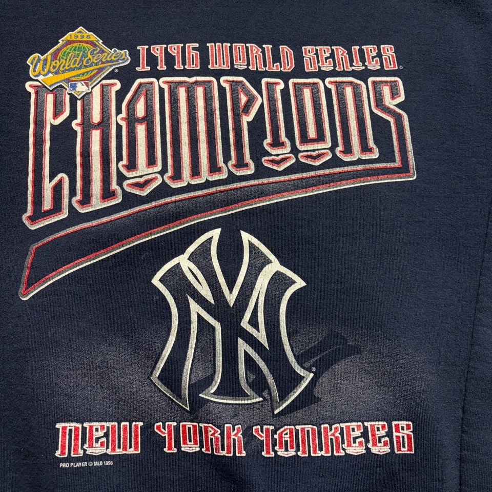 Sudadera De Colección 1996 New York Yankees Para Hombre Grande Azul Serie Mundial Campeones Foto 2 de 4